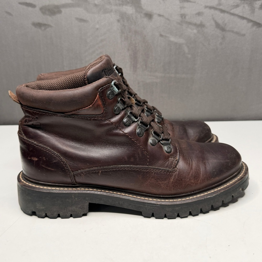 Vtg Timberland Ridge Rider Boots Men 7 Brown Leather Chunky Lug Sole Lace Up Y2K